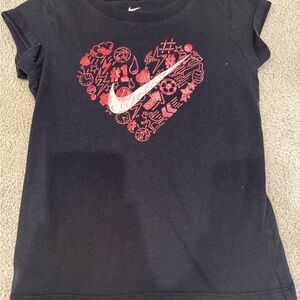 Nike Kids Black Tee with Red Graphic Heart